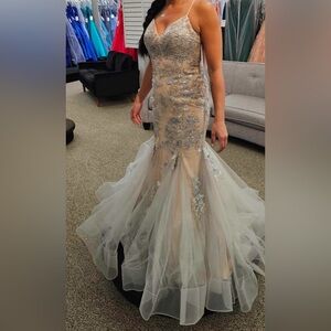 Beautiful Mermaid corset tie back formal gown